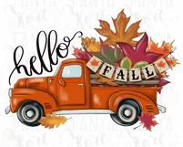 Hello Fall Orange Truck Png Digital Download for Sublimation Product Image 8