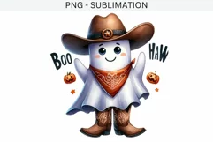 Boo Haw PNG for Halloween Sublimation, Cowboy Ghost Product Image 2