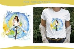 Girl On A Bicycle | Woman Sublimation Product Image 1