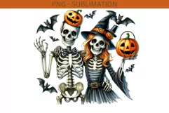 Skeleton Couple PNG Design for Halloween Crafting Product Image 2