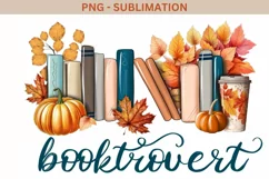 Fall Fublimation Booktrovert Autumn Png Instant Download Product Image 1