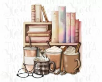 Coffee And Books Png | Vintage Design| Digital Download Product Image 7