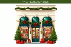 Book Store Christmas Scene PNG, Merry Bookmas Sublimation Product Image 1
