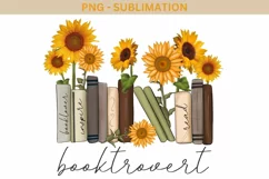 Booktrovert with Sunflowers Png Instant Download Product Image 5