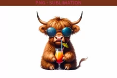 Highland Cow, Beach Vacation, Summer PNG, Sublimation Print Product Image 2