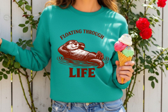 Floating Through Life Funny Otter Vintage Humor Relaxed Product Image 3