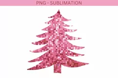 Merry Christmas Sequin Png for Shirt, Pink Christmas Tree Product Image 1