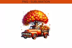 Autumn Truck PNG Digital Prints, Sublimation Print, Crafting Product Image 2