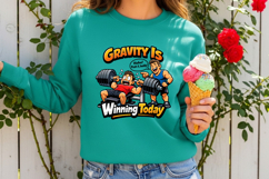 Gravity Is Winning Today Funny Gym Bench Press Workout PNG Product Image 2