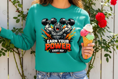 Earn Your Power Every Rep Rhino Gym Motivation Weightlifting Product Image 1
