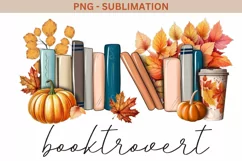 Autumn Booktrovert Png Digital Download Art Product Image 1