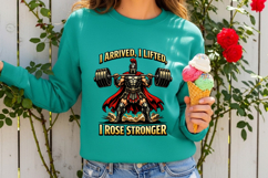 I Arrived I Lifted I Rose Stronger Spartan Gym Warrior PNG Product Image 3