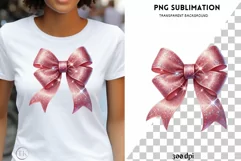 Pink Coquette Aesthetic Bow PNG Sticker, Elegant Chinoiserie Product Image 1