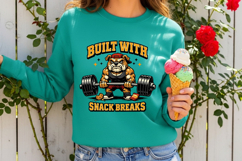 Built With Snack Breaks Bulldog Gym Humor PNG Design Product Image 2