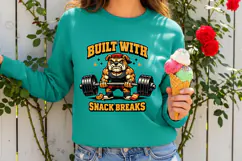 Built With Snack Breaks Bulldog Gym Humor PNG Design Product Image 2