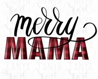 Merry Mama Png Instant Download, Red and Black Buffalo Plaid Product Image 8