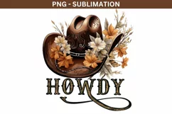 Western Howdy PNG Sublimation Design Download - Cowboy Hat Product Image 1