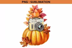 Autumn Camera Png Sublimation Designs, Vintage Camera Product Image 1