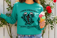 Grow Stronger Against The Current Koi Fish Motivational PNG Product Image 3