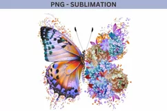 Floral Buttterfly Png Sublimation Design, Flower Butterfly Product Image 9