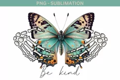 Be Kind Png File - Sublimation Designs - Pink Butterfly Product Image 1