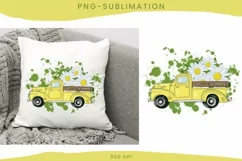 Yellow Truck With Flowers | PNG Sublimation Product Image 1