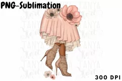 Dark Skin Toned Png | Sublimation Design | Pink Flowers Product Image 1