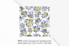 Navy Sketchy Daisy Hand-Drawn Floral Seamless Pattern SVG Product Image 4