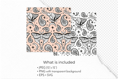 Celestial Luna Moth Paisley Black &amp; White on Pink Pattern Product Image 4