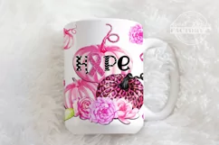 Pink october mug design, Breast cancer Sublimation mug wrap Product Image 3