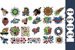 Vibrant Tattoo Flash Skull Heart Design Collection Product Image 1