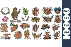 Cheerful Sloths Poses Floral Wreaths Product Image 1
