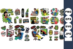 Colorful Comic Illustrations Diverse Characters Reacting Product Image 1