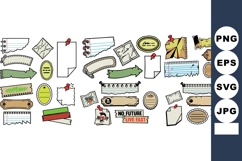 Vintage Torn Paper Labels Stickers Banners Pack Product Image 1