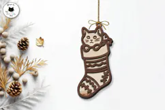 Layered Christmas Cat Ornaments Laser Cut SVG Product Image 2