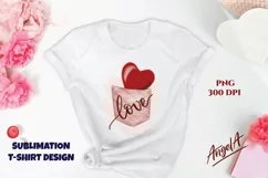 plaid pocket with red heart and calligraphic word Love is t shirt design. Sublimation design use also as mug print, template for greeting card