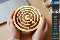 Pocket Wooden Maze Game Laser Cut | Coordination Games SVG Product Image 1