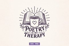 Poetry Is My Therapy SVG, Poetry Lover PNG, Poet Writer Gift Product Image 1