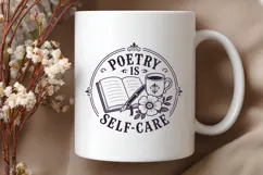 Poetry Is Self Care SVG, Poet Gift PNG, Book and Coffee Product Image 3