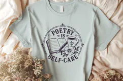 Poetry Is Self Care SVG, Poet Gift PNG, Book and Coffee Product Image 2