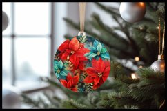 Ponsettia Christmas Round Ornament Sublimation Product Image 2