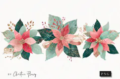 Brush Stroke Christmas Flower Clipart | Preppy Christmas PNG Product Image 1