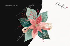 Brush Stroke Christmas Flower Clipart | Preppy Christmas PNG Product Image 2