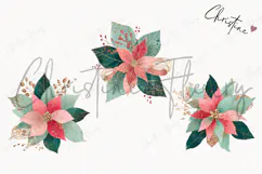 Brush Stroke Christmas Flower Clipart | Preppy Christmas PNG Product Image 3