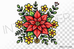 Felt tip pen marker drawing Poinsettia PNG flower clipart Product Image 1