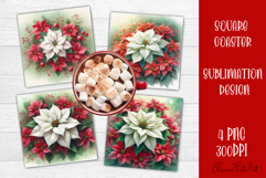 Christmas Christmas Poinsettia, epoxy resin Square Coaster Product Image 1