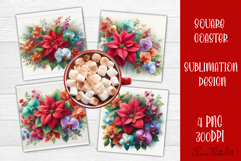 Christmas Christmas Poinsettia, epoxy resin Square Coaster Product Image 1