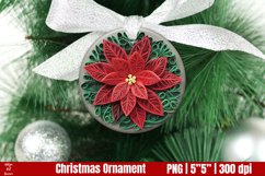 3D poinsettia Christmas Ornaments PNG | Paper quilling Product Image 1