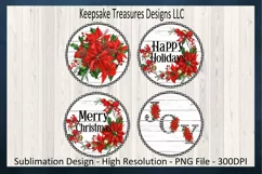 Poinsettia Christmas Coasters Sublimation PNG, Home Decor Product Image 3