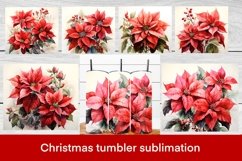 Christmas poinsettia sublimation tumbler design wrap 20 Oz, Christmas tumbler wrap, poinsettia illustration PNG, Christmas poinsettia sublimation.